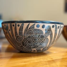 Turtle bowl with red inside #14 (8" diameter) item