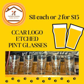 Set of 4 CCAR etched pint glasses item