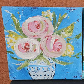 2 pc Bright Textured Floral Canvas Wall Art item