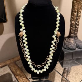 Light Green Baroque Pearl & Gold Chain Necklace item
