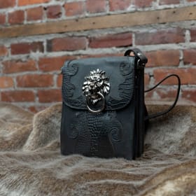 BLACK EMBOSSED LION CROSSBODY item