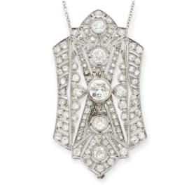 Art Deco 4.25 Carat Diamond/Platinum/18k Gold Pendant/Brooch item