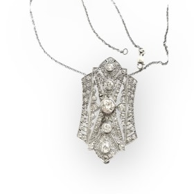 Art Deco 4.25 Carat Diamond/Platinum/18k Gold Pendant/Brooch item