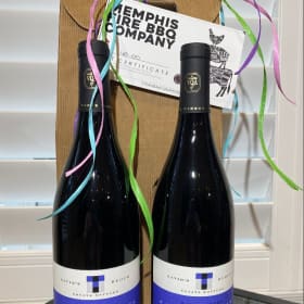 2 bottles of wine, $40 Memphis Fire BBQ Gift Certificate item