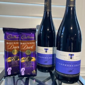 2 bottles of Tawse Cabernet Franc and Cadbury Dark Chocolate item