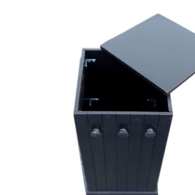 Classic Black Umbrella Stand with Lift-Top Lid item