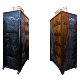 Hand-Painted Rustic Lake Armoire item