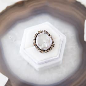 Amber Erin - Natural Pearl and Champagne Diamond Ring item