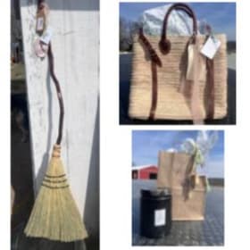 Handmade Broom, Bag, & Candle item