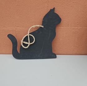 Cat shaped chalkboard, door plaque item