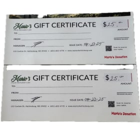 Mario’s in Hattiesburg $50 gift certificate item