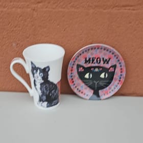 Cute Cat Coffee Mug Kitty Saucer item