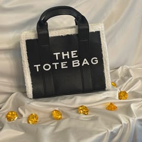 Black and White with fur "The Tote Bag" item