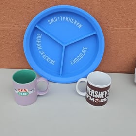 Divided Serving Tray & Mugs item