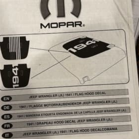 Mopar JEEP Flag Hood decal item