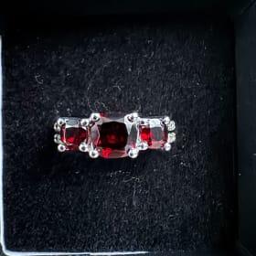 Brilliant Sterling Silver Garnet & Topaz Designer Ring item