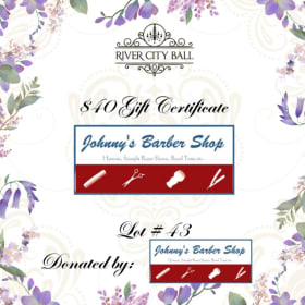 Lot 43 - Two $20 Johnny's Barber Shop Gift Certificate item