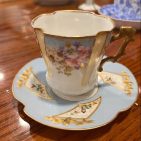 Antique Victorian Square Porcelain Demitasse Cup/Saucer item