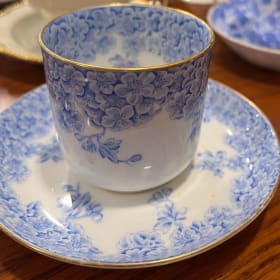 Antique Royal Worcester Blue Blossom Demitasse Cup/Saucer item