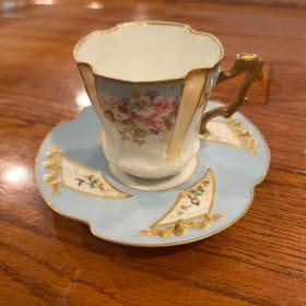 Antique Victorian Square Porcelain Demitasse Cup/Saucer item