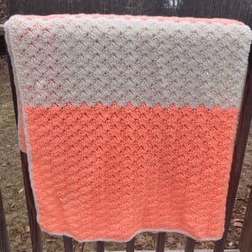 Peach/White Homemade Crochet Afghan item