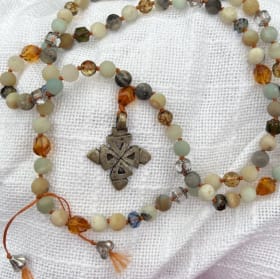 One of a kind, hand-knotted, beaded necklace item