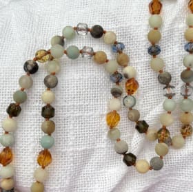 One of a kind, hand-knotted, beaded necklace item