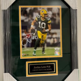 #42 Autographed Jordan Love Framed 8x10 Action Photo item