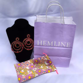 104 Ruby Red & Gold Prisma Chandelier Handmade Earrings item