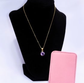 110 Amethyst Stone Necklace in Gold Tone item