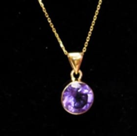 110 Amethyst Stone Necklace in Gold Tone item