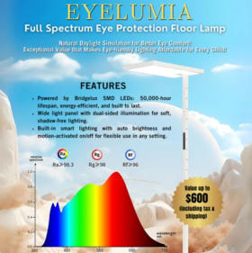 Eyelumia Full Spectrum Floor Lamp- Value $600 item