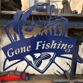 Lot 127 - Gone Fishing Metal Sign From Gibbs Welding item