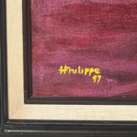 "Begonia” – 1997 Signed Oil on Canvas by Hermine Philippe item