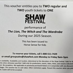 Shaw Festival - 4 Tickets: $380 Value item