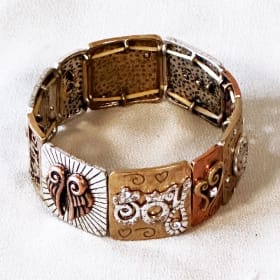 Inspirational Mixed Metal Panel Bracelet – Costume Jewelry item
