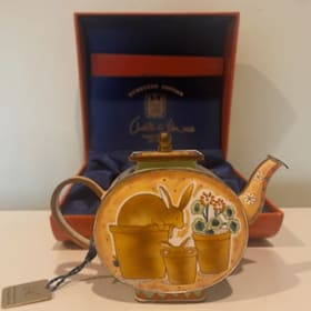 Enamel and copper miniature teapot item