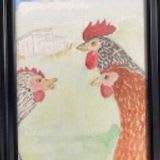 Roosters watercolor by John Thew item