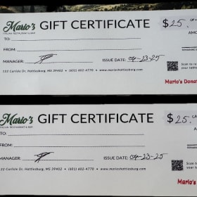 Mario’s $50 gift certificate item