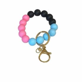 Pink Blue black silicone beaded homemade keychain item