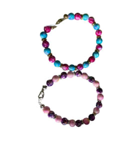 2 handmade beaded bracelets size 7 item