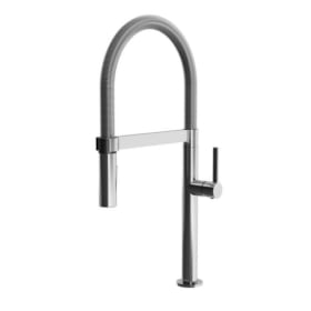Chrome kitchen faucet with pull-down spring spout item