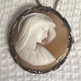 Vintage Sterling Silver and Hand Carved Shell Cameo item