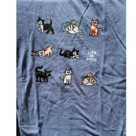 Life is Good Cat Grid T-Shirt Women's Large item
