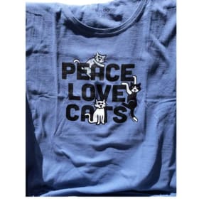 Life is Good Peace Love Cats T-Shirt Women's Large item
