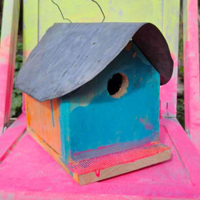 Kid assembled and painted Birdhouse item