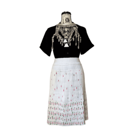 Vintage Hmong Pleated White Skirt (pink) item