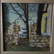 Wrought iron fence oil painting by Nina Ritson item