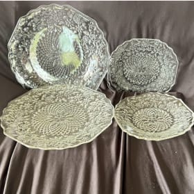 Vintage Crystal plates - 2 lunch, 2 dessert item
