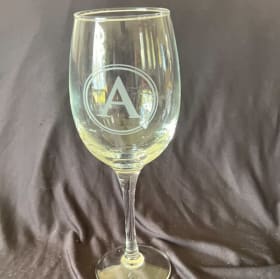 Monogrammed wine glass "A" item